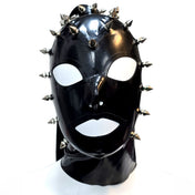 Latex rubber accessories latex-accessories head-gear hood latex-hood mask anatomical spike spikes spiked short-spikes magnetic-hair magnetic-ponytail high-ponytail back-zip zipper hair-shield shiny glossy spicy sexy striking fetish fashion alt-fashion alternative punk goth gothic cyber cyberpunk bondage bdsm bdsm-gear bdsm-hood bdsm-toys kink kinky kinkwear costume cosplay halloween unisex black black-hair