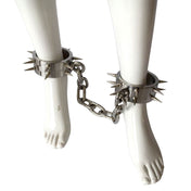 Stainless-steel 304 chain accessories restraints cuffs hinged-cuffs ankle ankle-cuffs lockable locking allen-key hexagonal-key hexagonal-screw spike spikes spiked spiked-cuffs heavy-duty durable strong cold heavy bondage bdsm bdsm-gear kink kinky kinky-play sub submissive unisex silver