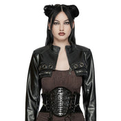 Velvet satin polyester PVC PU accessories top corset cincher underbust under-bust adjustable lace-up side-zip zipper back-laceup scaly reptile front-panel resilient luxurious durable smooth sophisticated elegant sleek close-fit slim-fit structured skeletal spinal mysterious sensual comfortable customizable-fit shiny glossy fetish fashion alt-fashion goth gothic punk cyber-punk cyberpunk cybergoth cyber-goth nu-goth ravewear rave dark-raver costume cosplay halloween skeleton snake unisex black