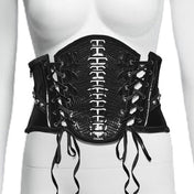Velvet satin polyester PVC PU accessories top corset cincher underbust under-bust adjustable lace-up side-zip zipper back-laceup scaly reptile front-panel resilient luxurious durable smooth sophisticated elegant sleek close-fit slim-fit structured skeletal spinal mysterious sensual comfortable customizable-fit shiny glossy fetish fashion alt-fashion goth gothic punk cyber-punk cyberpunk cybergoth cyber-goth nu-goth ravewear rave dark-raver costume cosplay halloween skeleton snake unisex black