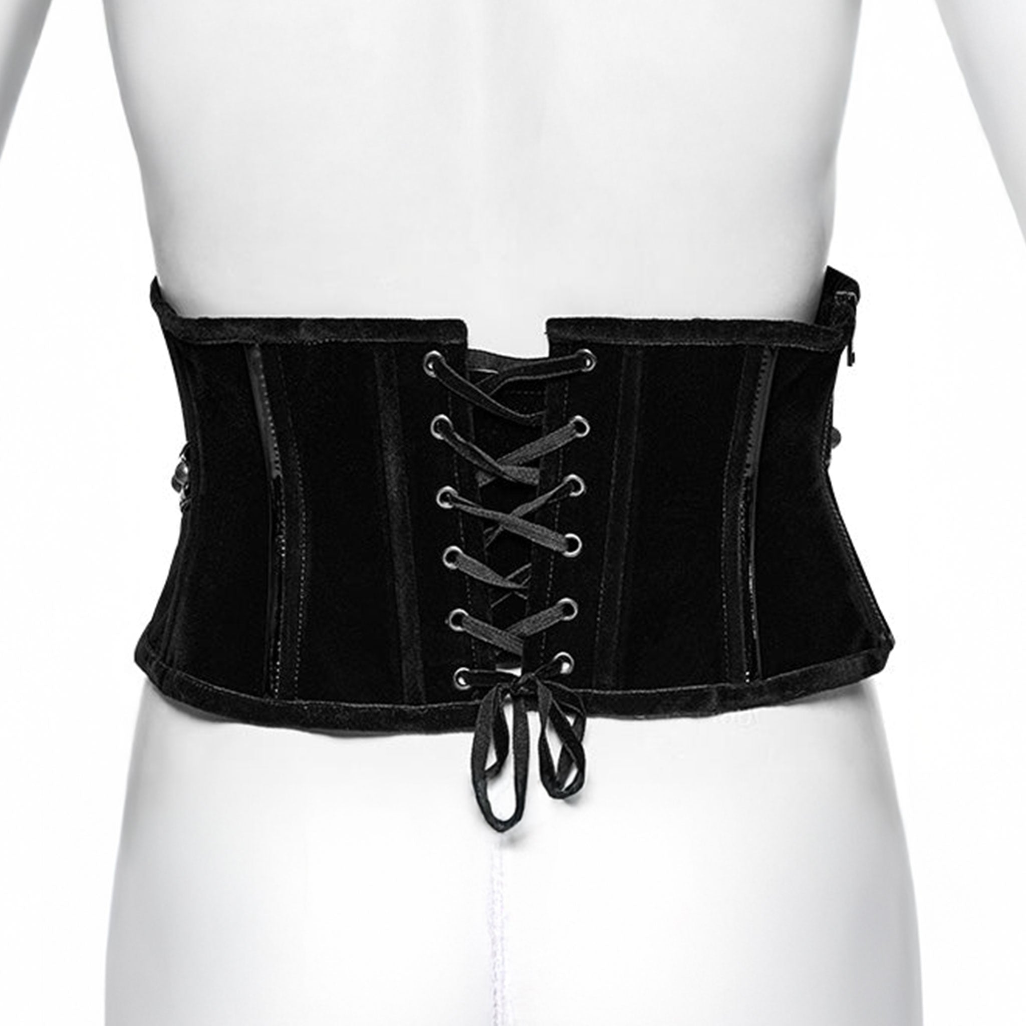 Velvet satin polyester PVC PU accessories top corset cincher underbust under-bust adjustable lace-up side-zip zipper back-laceup scaly reptile front-panel resilient luxurious durable smooth sophisticated elegant sleek close-fit slim-fit structured skeletal spinal mysterious sensual comfortable customizable-fit shiny glossy fetish fashion alt-fashion goth gothic punk cyber-punk cyberpunk cybergoth cyber-goth nu-goth ravewear rave dark-raver costume cosplay halloween skeleton snake unisex black