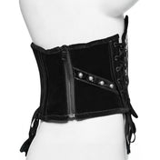 Velvet satin polyester PVC PU accessories top corset cincher underbust under-bust adjustable lace-up side-zip zipper back-laceup scaly reptile front-panel resilient luxurious durable smooth sophisticated elegant sleek close-fit slim-fit structured skeletal spinal mysterious sensual comfortable customizable-fit shiny glossy fetish fashion alt-fashion goth gothic punk cyber-punk cyberpunk cybergoth cyber-goth nu-goth ravewear rave dark-raver costume cosplay halloween skeleton snake unisex black