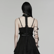 spine harness spiked chain body strap leather harness gothic punk accessory adjustable straps cyberpunk style edgy body harness statement piece