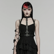 spine harness spiked chain body strap leather harness gothic punk accessory adjustable straps cyberpunk style edgy body harness statement piece