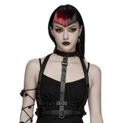 Polyurethane PU PU-leather plastic-chain apparel accessories harness chest-harness 3D-printed spike spikes spiked spine spinal spine-inspired collar adjustable straps buckle safety-buckle press-stud spring-clip D-ring O-ring stylish edgy customizable body-contouring structured bold striking sleek serpentine fetish fashion alt-fashion punk goth gothic goth-doll cyber costume cosplay halloween alien xenomorph skeleton skeletal afterdark unisex black green