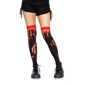 splatter thigh highs halloween stockings blood drip alien goo vivid non fade colors reinforced toe nylon hosiery spooky costume party fetish factory one size