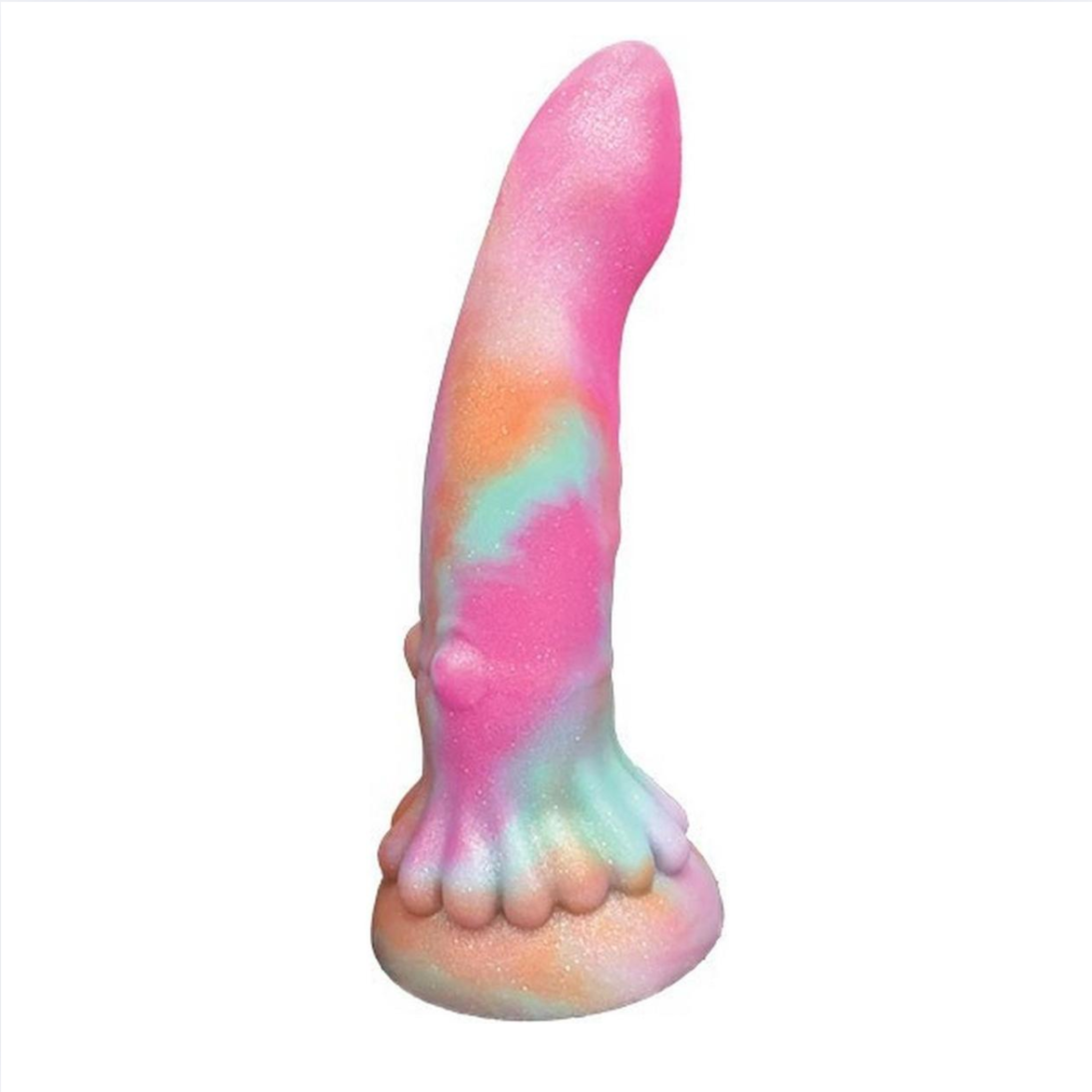  Multicolor Squid Lust Vibrating Dildo with suction cup and fantasy-inspired texture.