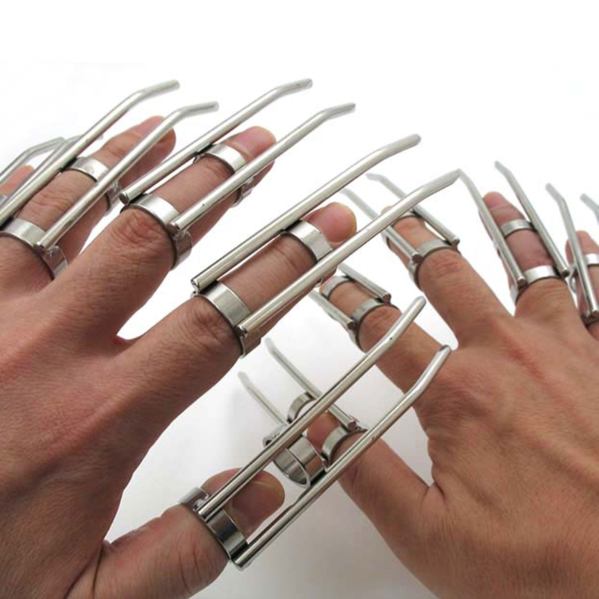 Stainless steel finger cat nails, medical-grade nickel-free metal, BDSM sensation play claws, finger-mounted teasing tools, erotic sensory play, bondage and fetish accessories