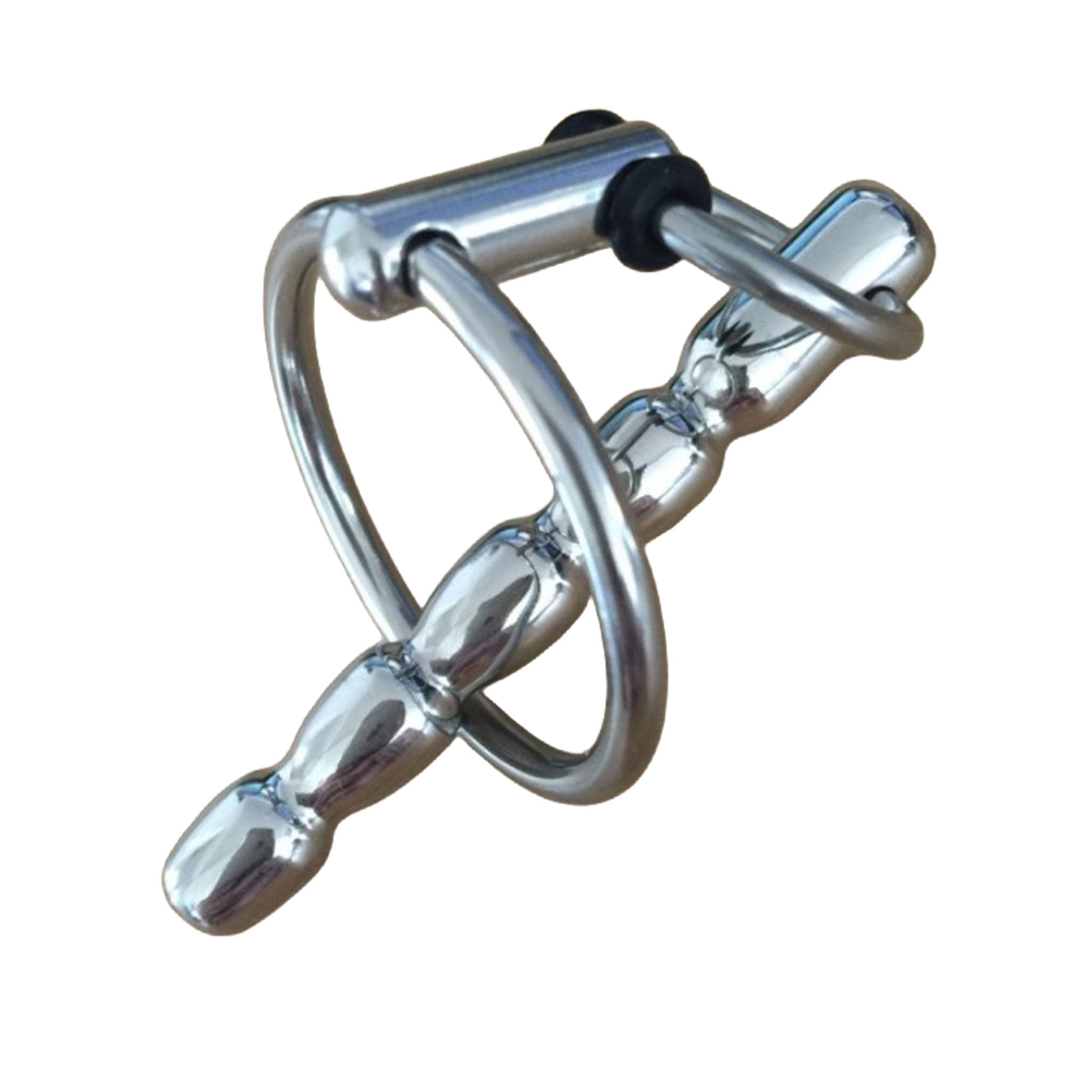 Stainless-steel metallic medical rubber-rings rubber-donut donut-ring insertable penis-plug urethra-plug cock cock-ring cockring cock-and-ball cock&ball cnb nonvibe non-vibe nonvibrating non-vibrating glans-ring egg-shaped hollow lightweight light-weight bondage bdsm bdsm-toys kink kinky kinky-play male masculine masc mens guys dudes adult-toys silver