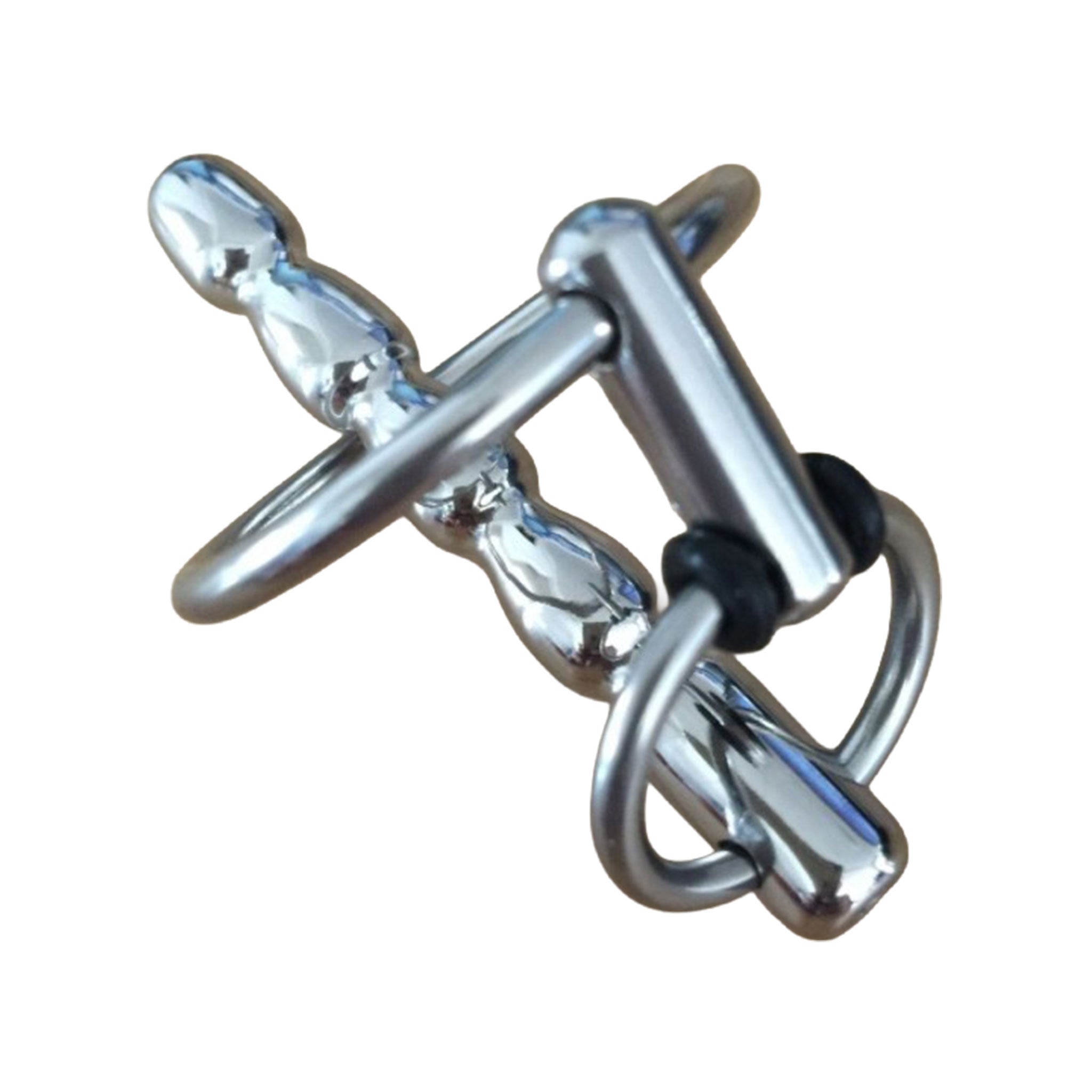 Stainless-steel metallic medical rubber-rings rubber-donut donut-ring insertable penis-plug urethra-plug cock cock-ring cockring cock-and-ball cock&ball cnb nonvibe non-vibe nonvibrating non-vibrating glans-ring egg-shaped hollow lightweight light-weight bondage bdsm bdsm-toys kink kinky kinky-play male masculine masc mens guys dudes adult-toys silver