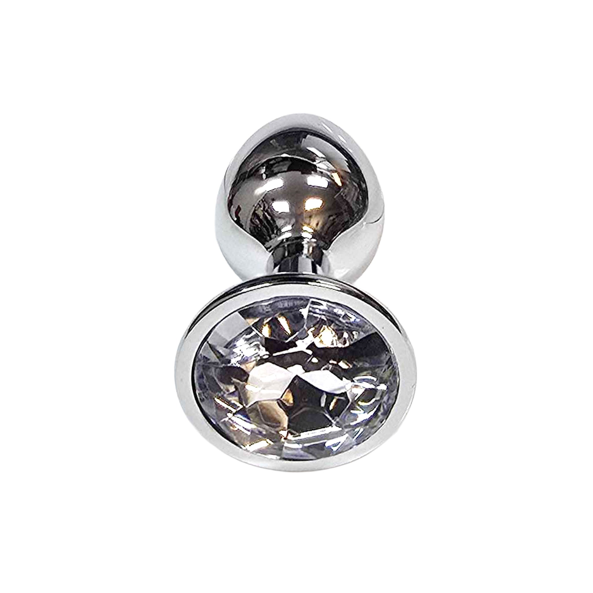Stainless-steel accessories insertable nonvibe non-vibe nonvibrating non-vibrating anal anal-play anal-toys anal-training anal-plug butt-plug butt-play buttplug butt-stuff backdoor plug probe tapered flared-base round-gem gemstone-base sleek shiny sparkly fetish fashion alt-fashion rave ravewear raver-babe erotic bondage bdsm bdsm-toys bdsm-gear kink kinky kinky-toys kinkwear adult-toys unisex clear small