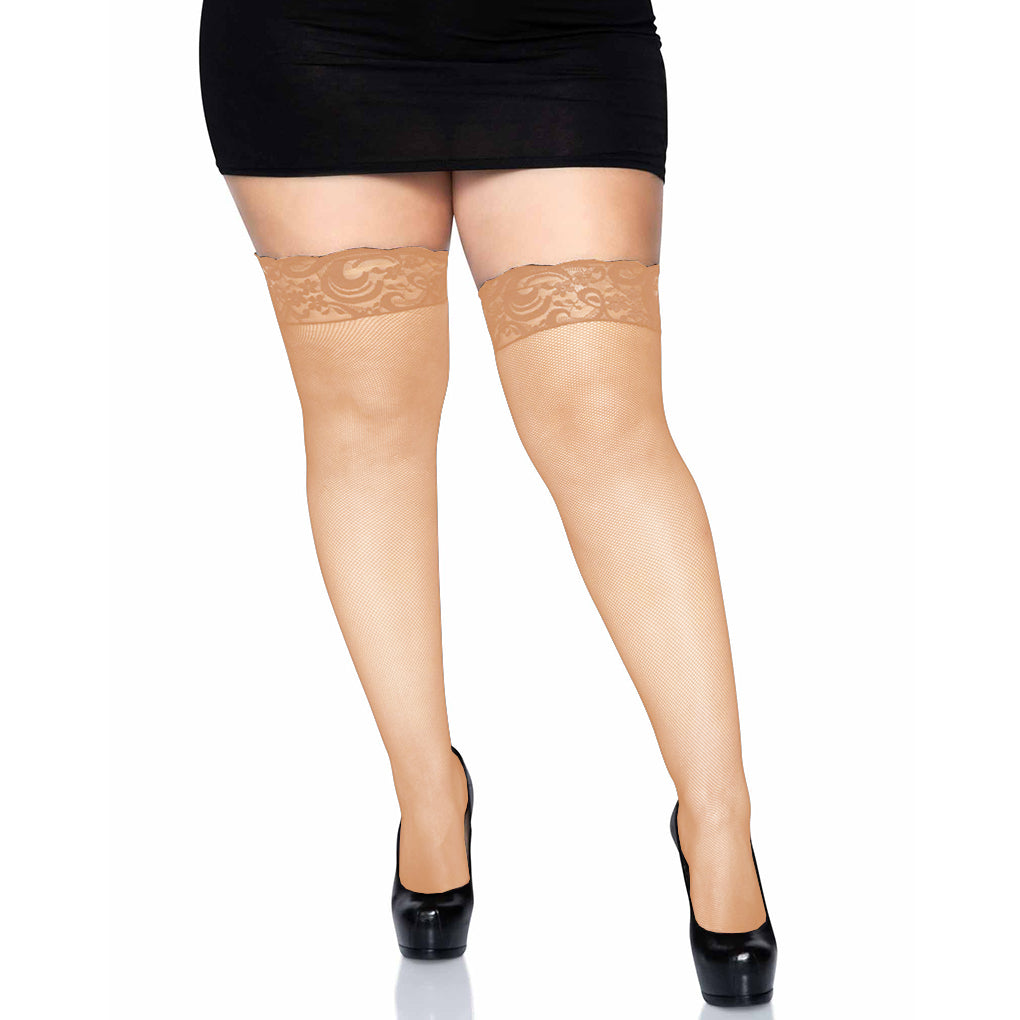 Spandex nylon nylon-blend silicone fishnet fish-net micro-net accessories intimates hosiery pantyhose panty-hose stockings thigh-hi thigh-high lace-top stay-up silicone-strips stayup-strips fetish fashion alt-fashion casual eveningwear female femme feminine womens caramel curvy queen plus-size