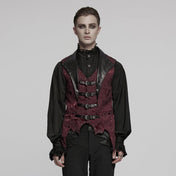 steampunk buckle waistcoat gothic jacquard vest victorian brocade batwing collar buckle closure leather accents adjustable belt gothic fashion alternative fetish factory