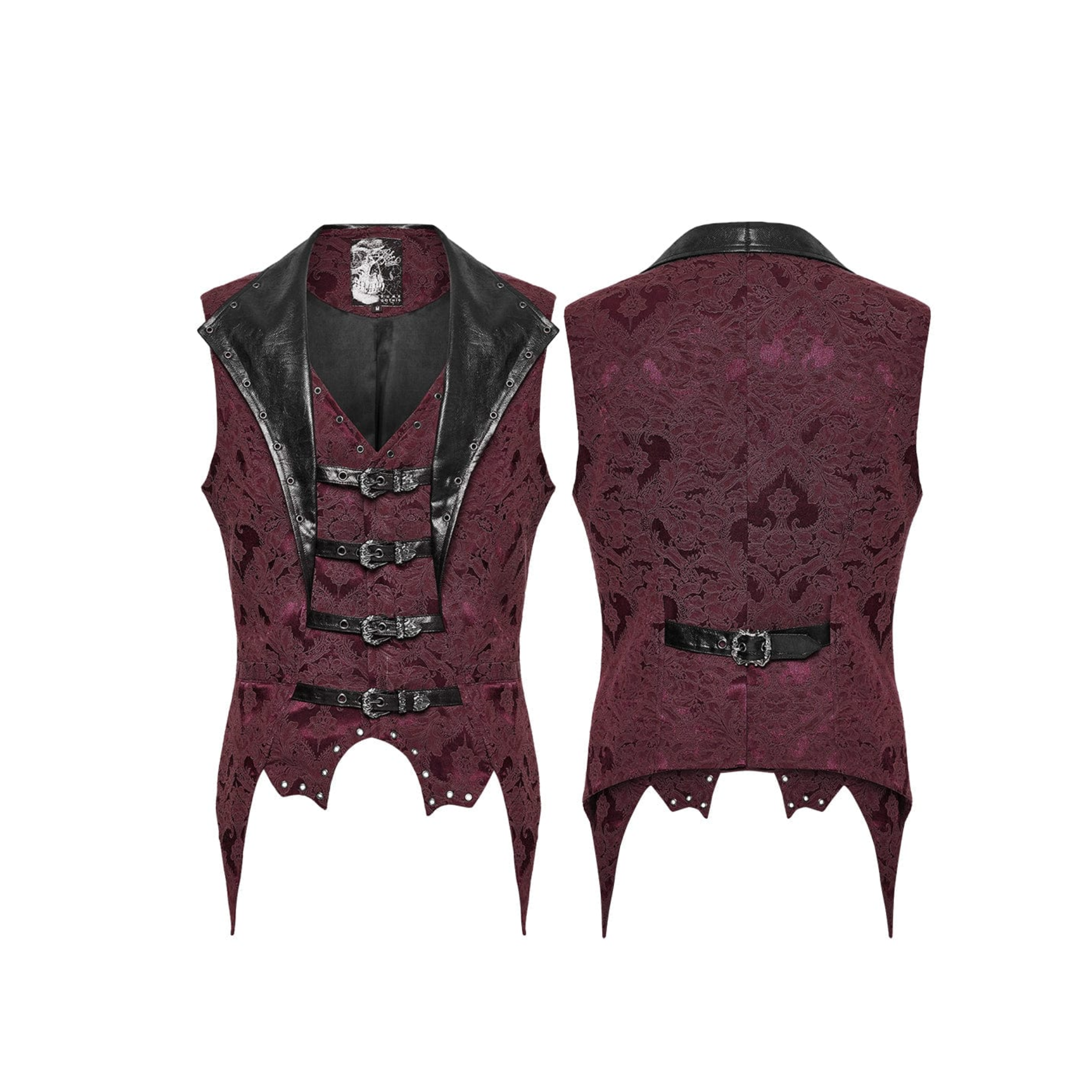steampunk buckle waistcoat gothic jacquard vest victorian brocade batwing collar buckle closure leather accents adjustable belt gothic fashion alternative fetish factory