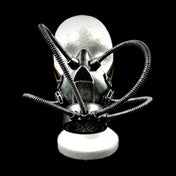 Plastic molded-plastic elastic accessories headgear mask gasmask breathing-filter single-filter twistoff twist-off segmented-tubes metal-tubes flexible-tubes adjustable costume cosplay halloween steampunk cyberpunk ravewear clubwear festival apocalypse post-apocalypse postapocalypse punk badass unisex silver antique-silver