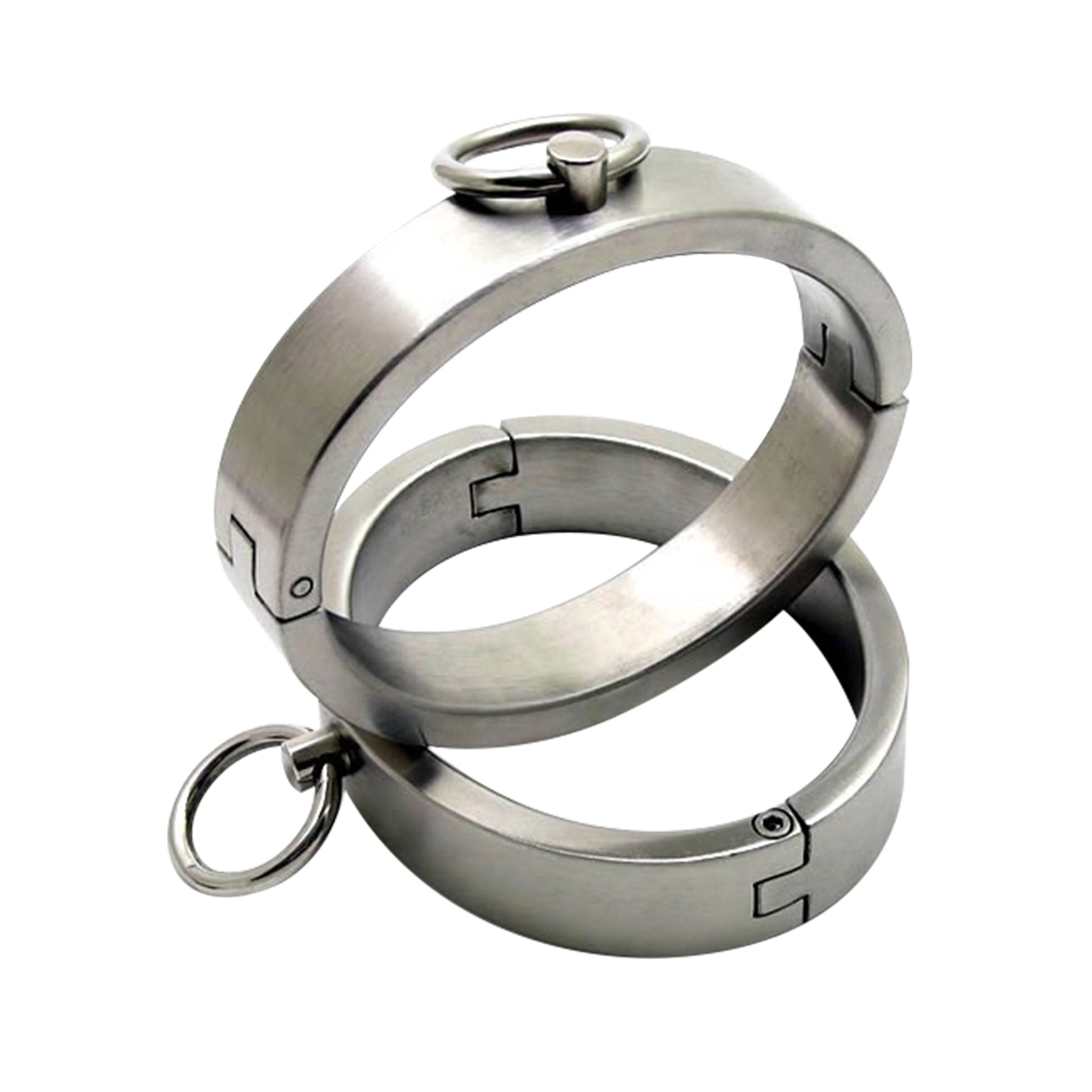 Stainless-steel heavy duty heavyduty heavy-duty strong cold restraints ankle ankle-cuffs oval male hinged lockable locking hex-key hexagon hex key allen allen-key allen-screw O-ring bondage bdsm bdsm-gear kink kinky kinky-play fetish fetish-fashion adult-toys silver