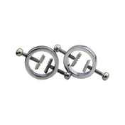 Stainless-steel accessories nipple nipple-clamps nipple-screws ring spike spikes spiked toothed screw-rod gravity-ball adjustable lightweight grip tighten strong fetish fashion alt-fashion bedroom dungeon festival bondage bdsm bdsm-toys bdsm-gear kink kinky kinky-play kinky-toys erotic sadism sadist masochism masochist sadomasochism sensory sensory-play nipple-play adult-toys unisex extreme silver