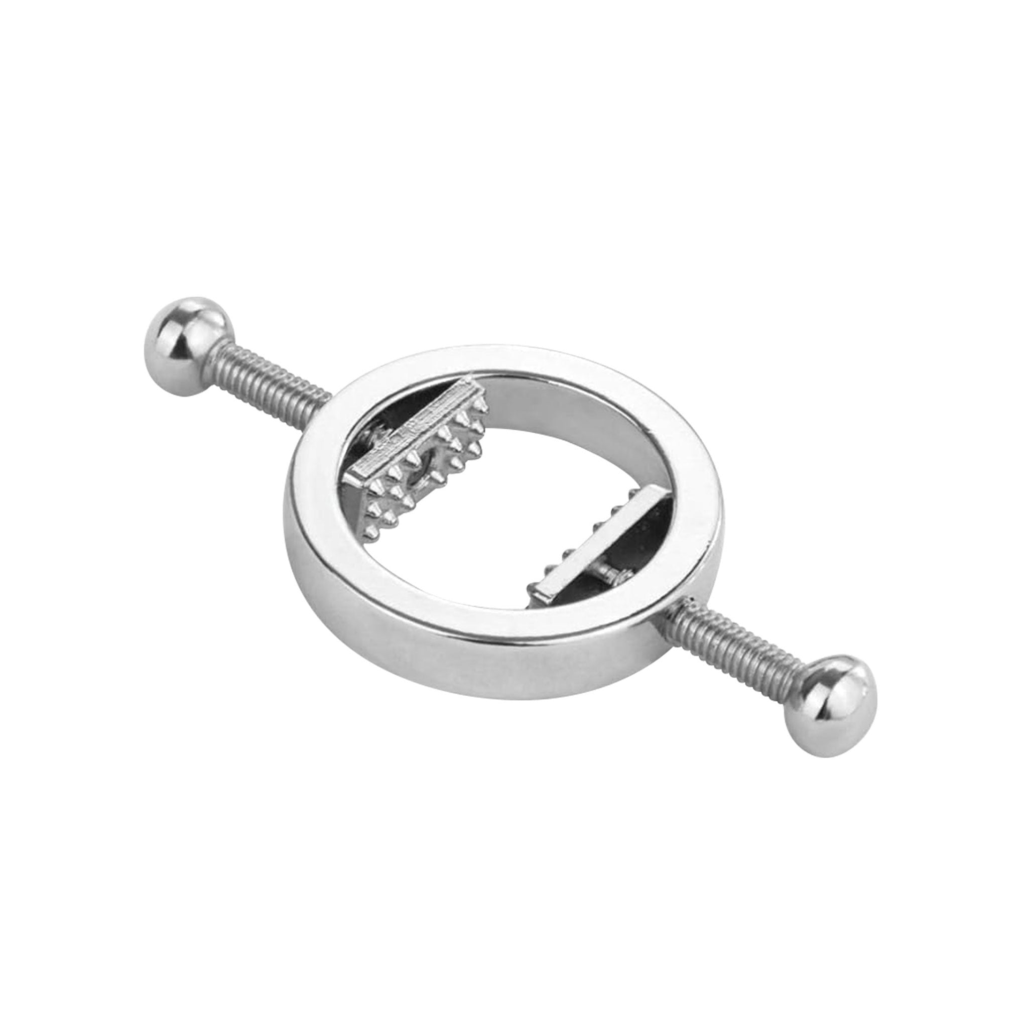 Stainless-steel accessories nipple nipple-clamps nipple-screws ring spike spikes spiked toothed screw-rod gravity-ball adjustable lightweight grip tighten strong fetish fashion alt-fashion bedroom dungeon festival bondage bdsm bdsm-toys bdsm-gear kink kinky kinky-play kinky-toys erotic sadism sadist masochism masochist sadomasochism sensory sensory-play nipple-play adult-toys unisex extreme silver