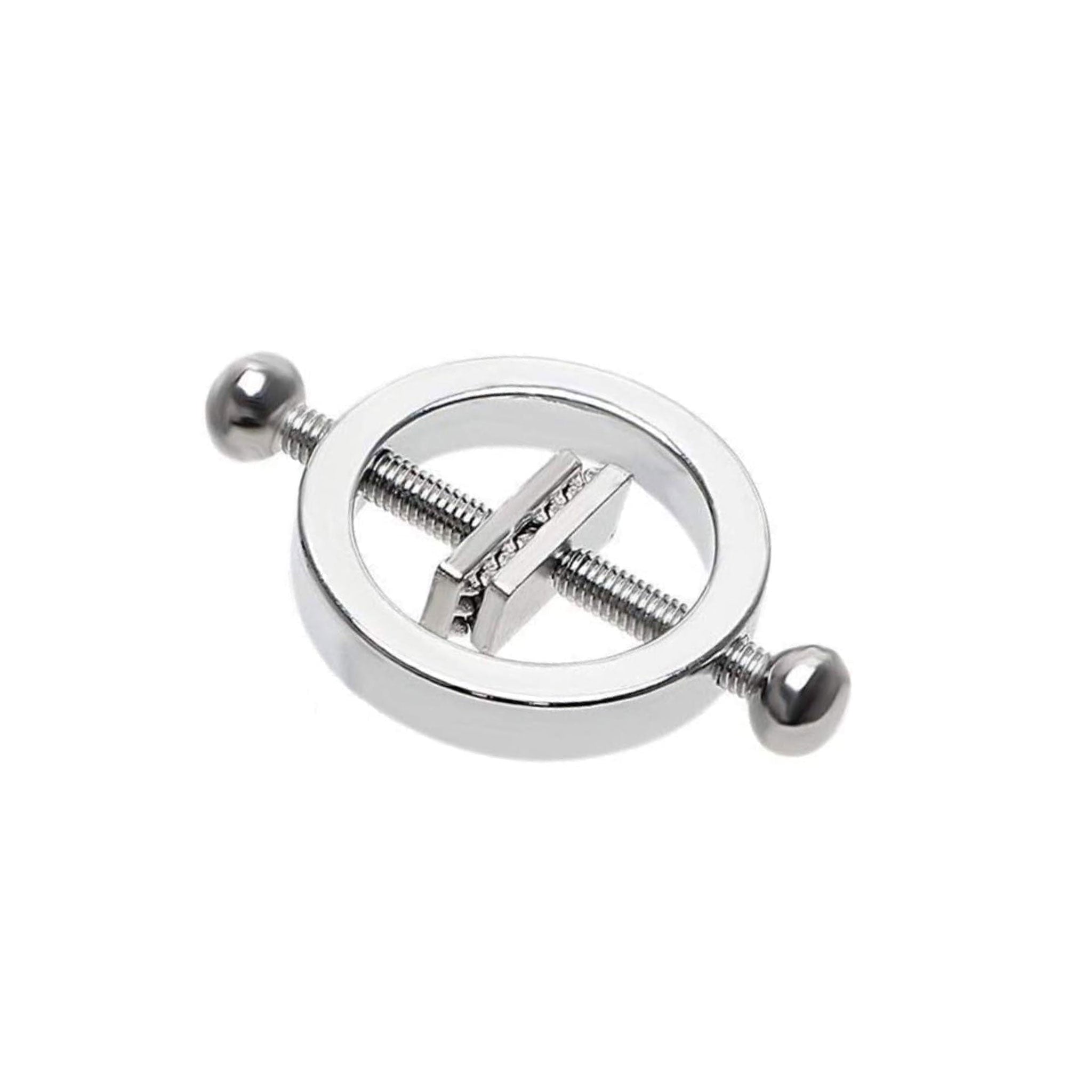 Stainless-steel accessories nipple nipple-clamps nipple-screws ring spike spikes spiked toothed screw-rod gravity-ball adjustable lightweight grip tighten strong fetish fashion alt-fashion bedroom dungeon festival bondage bdsm bdsm-toys bdsm-gear kink kinky kinky-play kinky-toys erotic sadism sadist masochism masochist sadomasochism sensory sensory-play nipple-play adult-toys unisex extreme silver