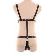PVC vegan-leather leather apparel harness body-harness teddy cage-teddy open-cup open-crotch crotch-slit studded studs O-ring anchor sleeveless adjustable buckle strappy breathable fetish fashion alt-fashion dominatrix dom domina bedroom bondage bdsm bdsm-gear domination roleplay role-play costume cosplay halloween female femme feminine womens black
