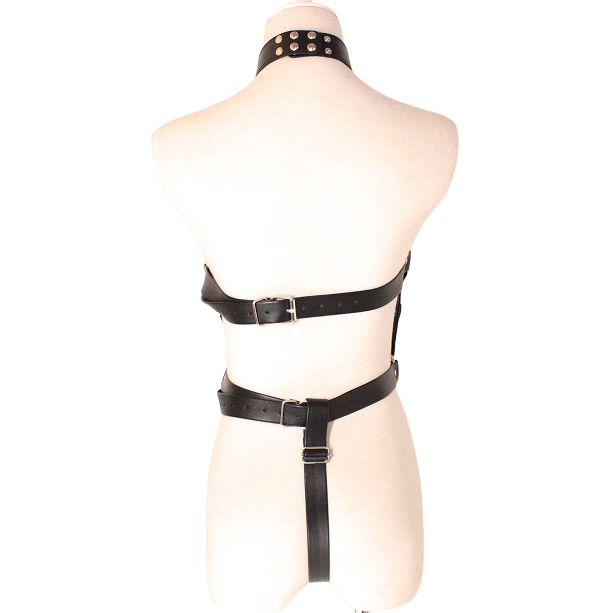 Leather vegan-leather PVC sleeveless collar adjustable buckle press-stud snap-button collar-snap O-ring D-ring sexy slutty lightweight fetish fashion alt-fashion fetish-wear bondage bdsm bdsm-gear bdsm-fashion kink kinky kinkwear costume cosplay halloween dom dominatrix female femme feminine womens black