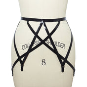 Latex rubber natural-latex natural-rubber latex-sheeting accessories intimates lingerie latex-lingerie garter-belt slide-clips adjustable cutout cut-out secure-clasp bra-clasp bikini-hook bold strappy sleek sculpted edgy fetish fashion alt-fashion alternative punk goth gothic cyber cyberpunk bedroom dungeon kink kinky kinkwear female femme feminine womens black