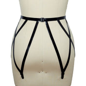 Latex rubber natural-latex natural-rubber latex-sheeting accessories intimates lingerie latex-lingerie garter-belt slide-clips adjustable cutout cut-out secure-clasp bra-clasp bikini-hook bold strappy sleek sculpted edgy fetish fashion alt-fashion alternative punk goth gothic cyber cyberpunk bedroom dungeon kink kinky kinkwear female femme feminine womens black