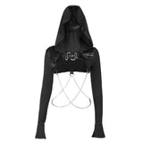 Street Style Slim Fit Hood Bolero with Chain Design