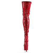 PVC stretch-PVC vinyl patent footwear shoes boots heels lace-up zipper full-zip thigh-high thigh-hi lace-back platform stiletto-heel stiletto shiny glossy sexy slutty stripper hooker naughty stunning high-step female femme feminine women red