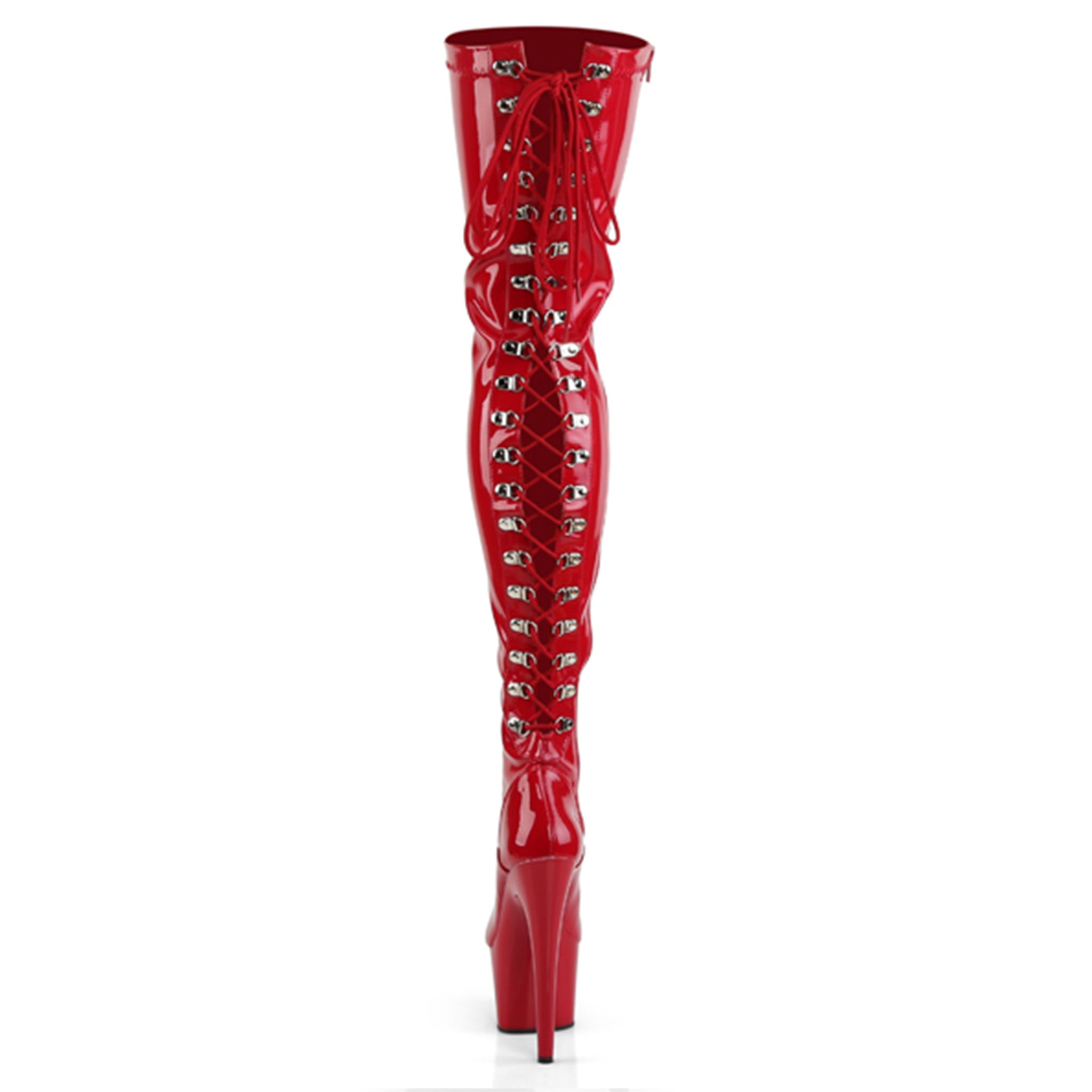 PVC stretch-PVC vinyl patent footwear shoes boots heels lace-up zipper full-zip thigh-high thigh-hi lace-back platform stiletto-heel stiletto shiny glossy sexy slutty stripper hooker naughty stunning high-step female femme feminine women red
