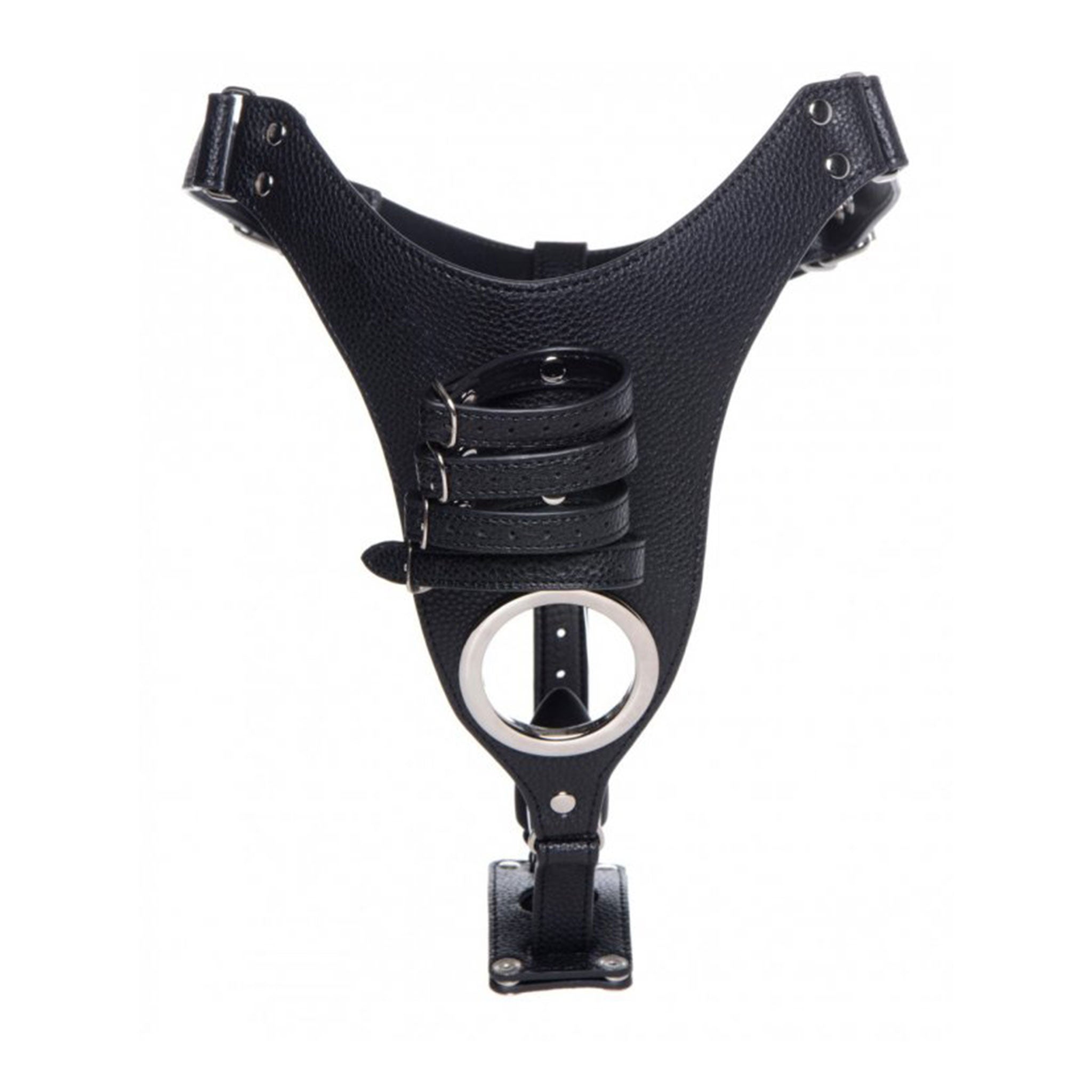 Leather PU-leather silicone nickel-free metallic accessories harness restraint chastity male-chastity penis-straps penis cock crotch package anal anal-plug plug butt-plug buttplug penetration waist crotch-strap removable adjustable strap-in strap-down strap-on strapon bdsm bondage kink kinky kinky-play strict sissy adult-toys couples black