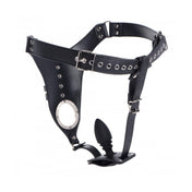 Leather PU-leather silicone nickel-free metallic accessories harness restraint chastity male-chastity penis-straps penis cock crotch package anal anal-plug plug butt-plug buttplug penetration waist crotch-strap removable adjustable strap-in strap-down strap-on strapon bdsm bondage kink kinky kinky-play strict sissy adult-toys couples black