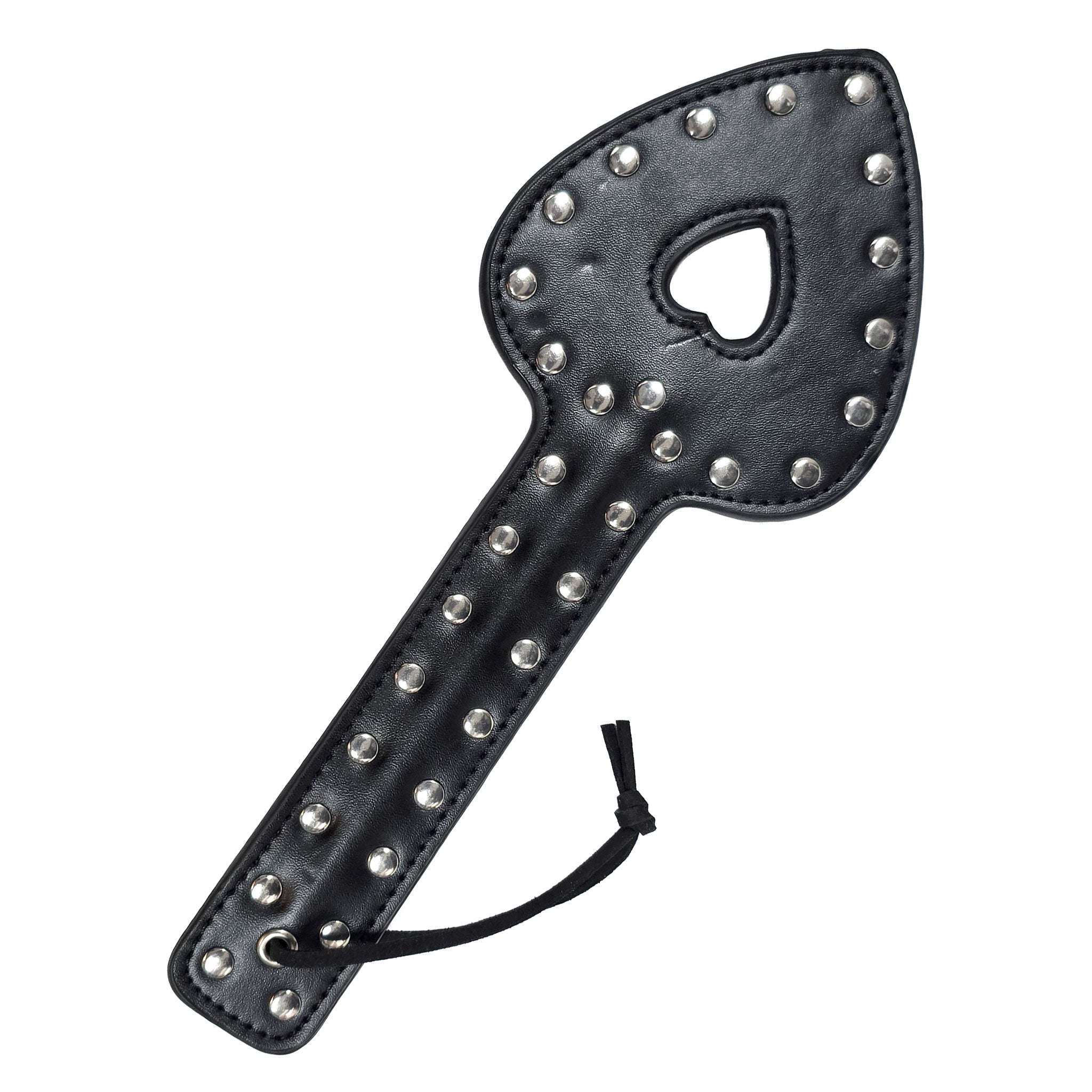 Leather faux-leather accessories paddle bedroom-weapons metallic-core heart-shaped heart-head heart-hole hollow-head fetish fashion alt-fashion alternative bedroom dungeon punk goth gothic cyber cyberpunk bondage bdsm bdsm-toys bdsm-gear kink kinky kinky-toys kinky-play impact impact-toys impact-play spanking punishment discipline costume cosplay halloween cupid succubus valentines be-mine adult-toys unisex black