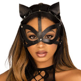 Studded Framed Cat Mask Black