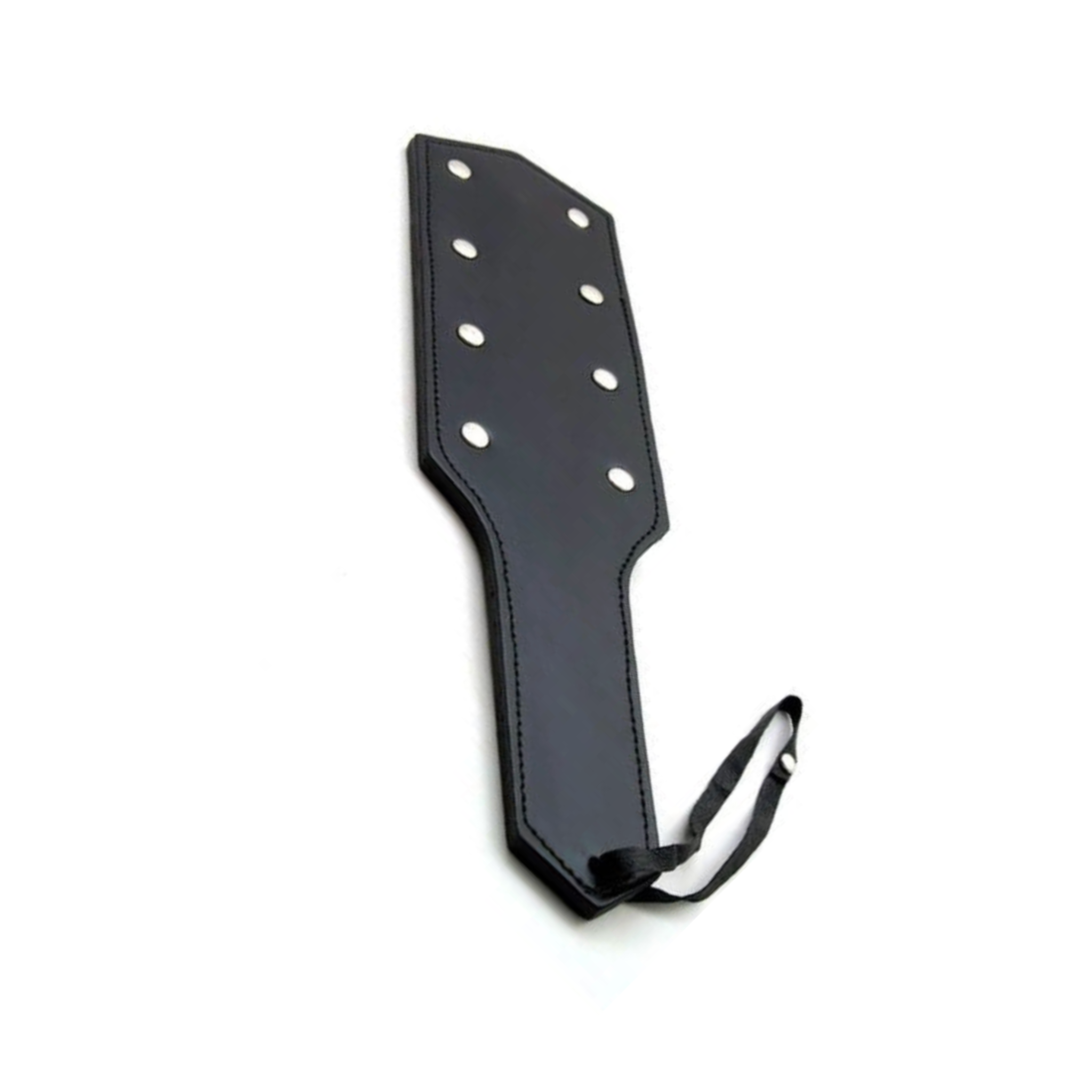 Studded leather paddle, heavy impact paddle with metal studs, wrist strap paddle, BDSM leather spanking paddle, fetish paddle for kink play, metal studded BDSM paddle