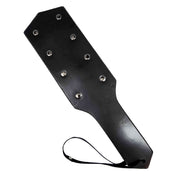 Leather accessories paddle studs studded metallic-studs wrist-strap lightweight economy-line fetish fashion alt-fashion alternative bondage bdsm bdsm-toys sadism masochism sadist masochist sadomasochism sadomasochist kink kinky kinky-play kinky-toys impact impact-play impact-toys sensory sensation thuddy heavy-impact spanking pain discipline unisex black