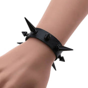 Leather PU-leather faux-leather accessories arm-gear wrist jewelry bracelet wrist-cuff spike spikes spiked tree-spikes short-spikes long-spikes bold edgy dark aesthetic comfortable fetish fashion alt-fashion alternative punk goth gothic festival concert scene emo bondage bdsm bdsm-gear kink kinky kinkwear wrist-restraints costume cosplay halloween halloween-accessories gifts holiday-shop unisex black