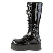 PVC vinyl semi-transparent transparent seethru see-through see-thru ABS-plastic nylon-lacing synthetic-upper synthetic-midsole synthetic-outsole accessories footwear shoes boots platform-boots combat zipper back-zip full-length adjustable buckle security-straps quick-release studs studded triangle-ring side-pockets cargo-pocket edgy rebellious crazy big-step industrial fetish fashion alt-fashion punk rock goth gothic clubwear gifts costume cosplay halloween male masculine masc mens guys dudes black