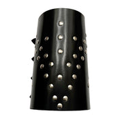 Leather thick-leather accessories arm-gear arm-cuff  gauntlet studded studs conical-stud arrowhead-pattern adjustable buckle fetish fashion alt-fashion punk goth gothic fantasy festivalwear renfaire renaissance-fair costume cosplay halloween unisex black