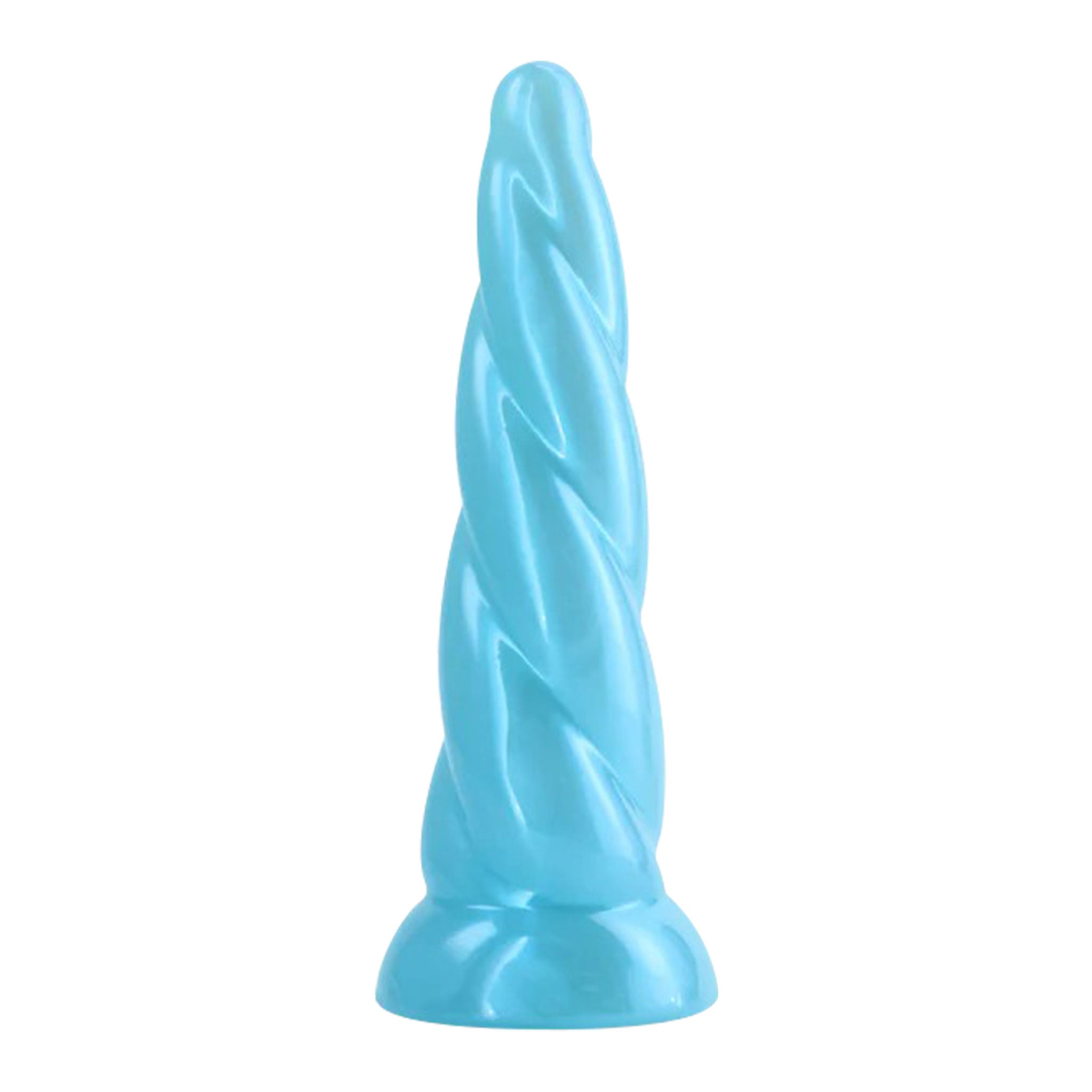 TPE dildo dong swirled unicorn flexible swirl shimmy siren suction-cup strap-on strapon-compatible adult-toys blue