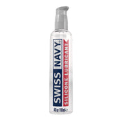 Swiss Navy Silicone Lubricant with Vitamin E for long-lasting slickness and condom compatibility.

