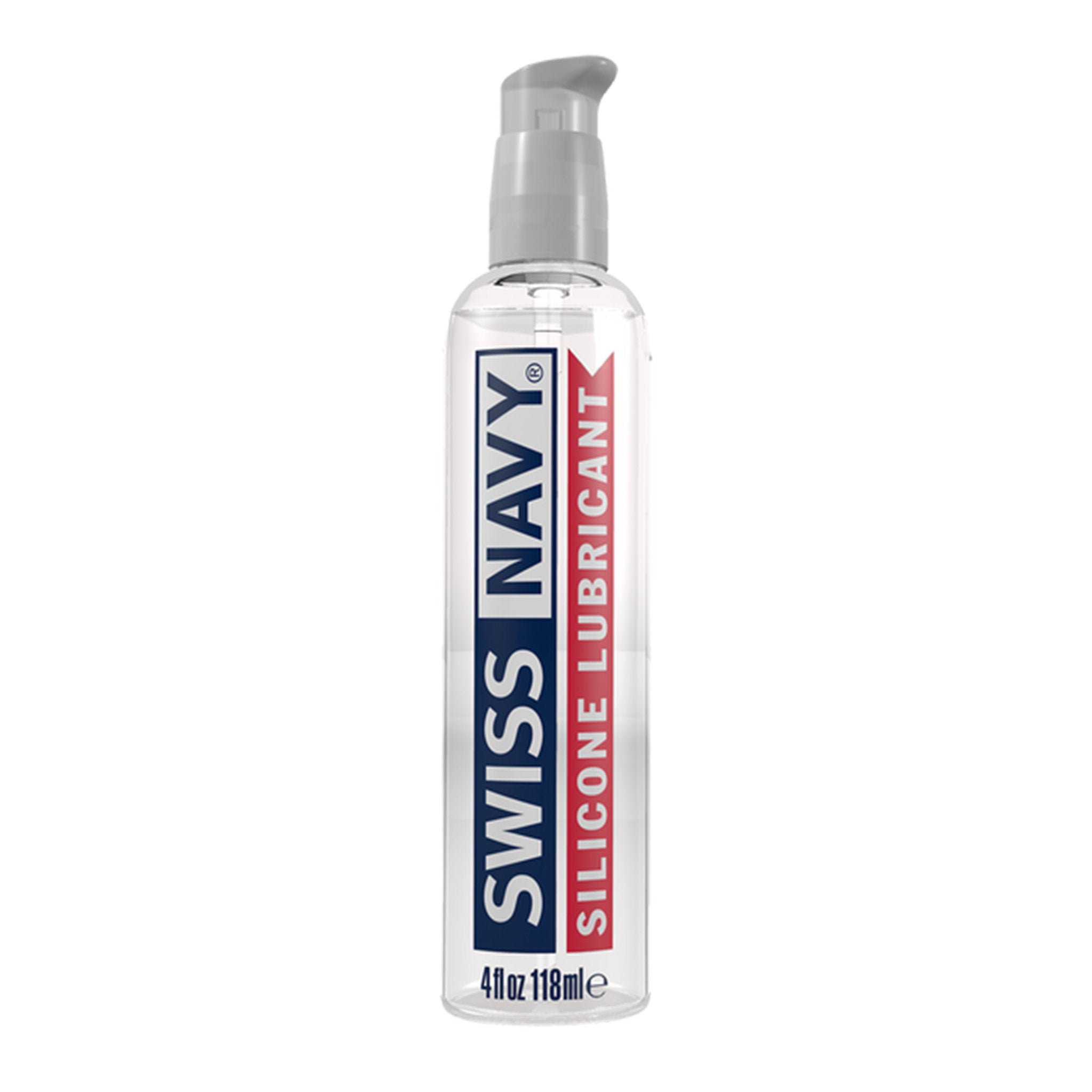 Swiss Navy Silicone Lubricant with Vitamin E for long-lasting slickness and condom compatibility.

