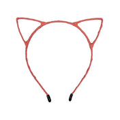 Flexible metal cat kitty ears nylon wrapped headband hairband headgear pet-play accessories halloween dusty-pink