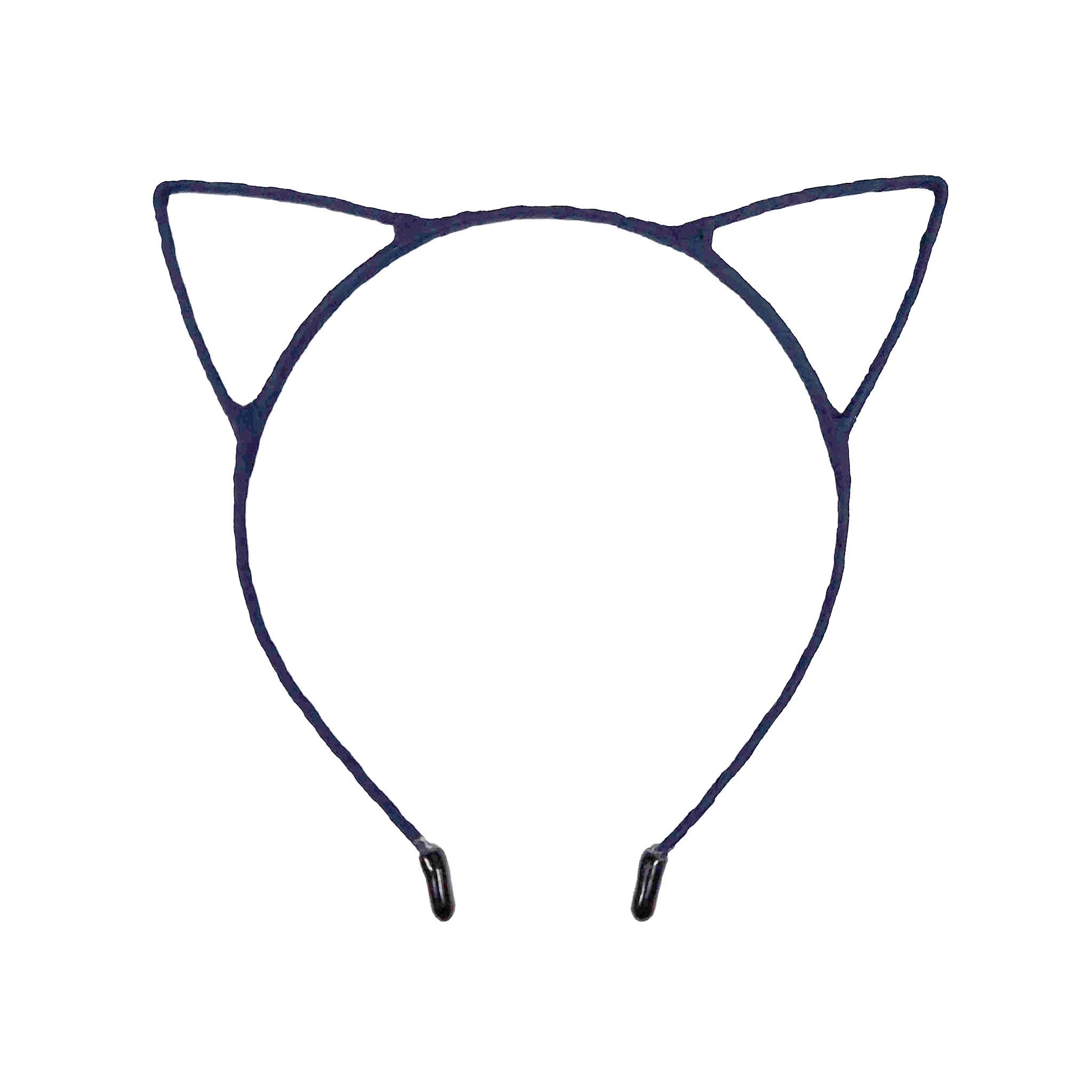 Flexible metal cat kitty ears nylon wrapped headband hairband headgear pet-play accessories halloween navy