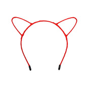 Flexible metal cat kitty ears nylon wrapped headband hairband headgear pet-play accessories halloween red