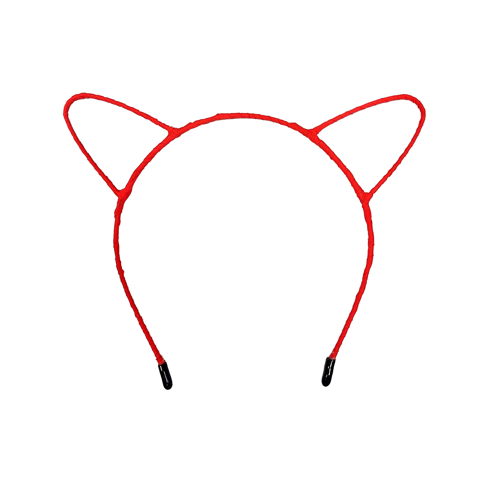 Flexible metal cat kitty ears nylon wrapped headband hairband headgear pet-play accessories halloween red