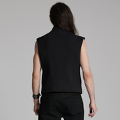 tactical cyberpunk black vest buckle straps futuristic 3d rubber armor stand up collar wide shoulders hidden pockets gothic punk alternative fashion vest