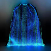 Nylon mesh fiberoptic fiber-optic accessories luggage backpack drawstring bookbag light-up lightup back-panel paracord shoulder-straps power-switch encased usb-rechargeable breathable reflective flashing color-changing cute fashion alt-fashion festival rave ravewear costume cosplay halloween gifts unisex black