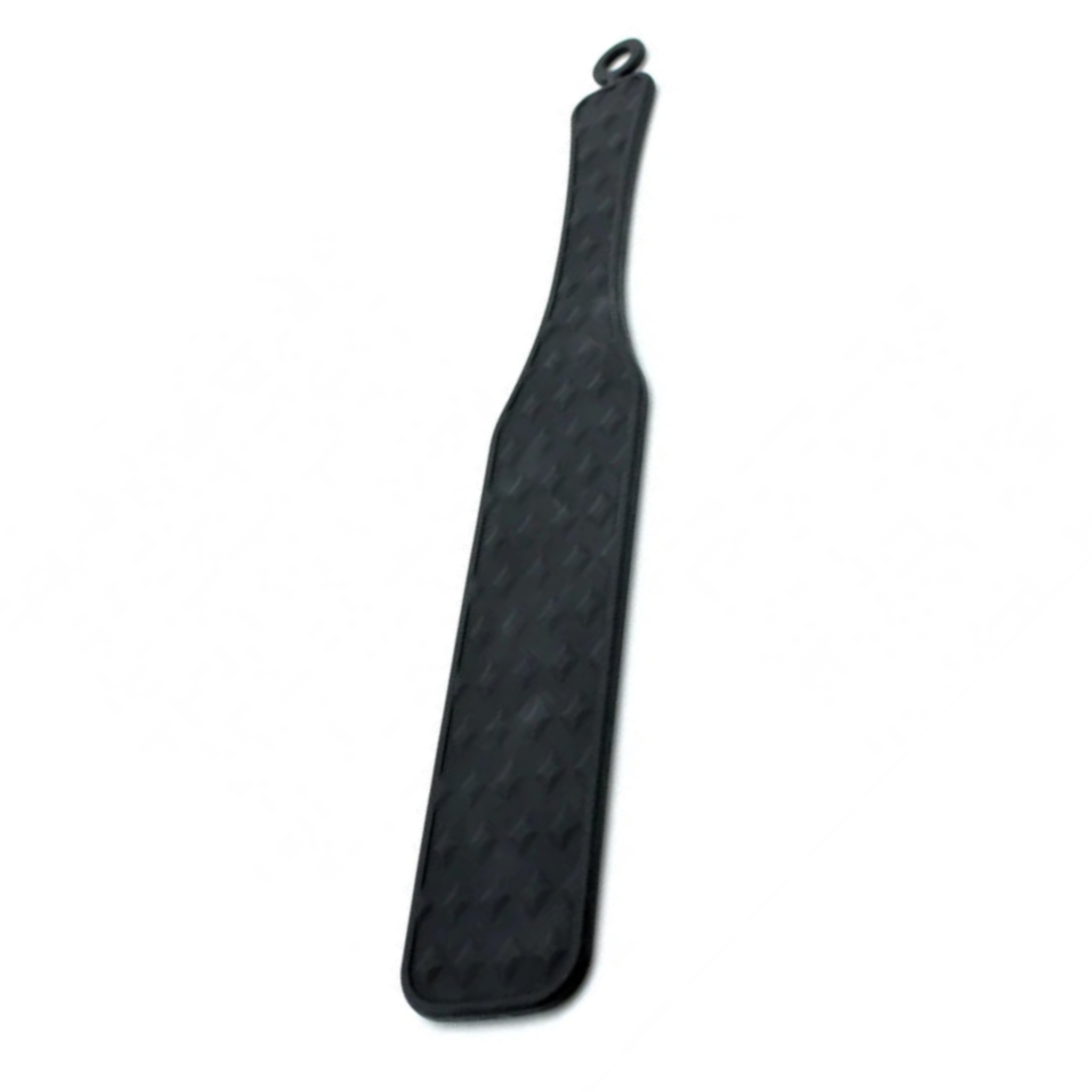 Black silicone paddle, BDSM impact toy, textured spanking paddle, body-safe silicone paddle, BDSM accessories.