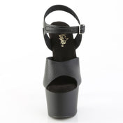 Leather vegan-leather vegan-friendly faux-leather rubber synthetic textile unlined-leather footwear shoes heels stiletto-heel platform platform-sandal platform-heel ankle-strap buckle-closure adjustable textured-leather slip-on open-toe open-heel elevation stability strut raw edgy bold commanding presence fetish fashion alt-fashion dress-fashion club clubwear dancewear kink kinky foot feet female femme feminine womens black